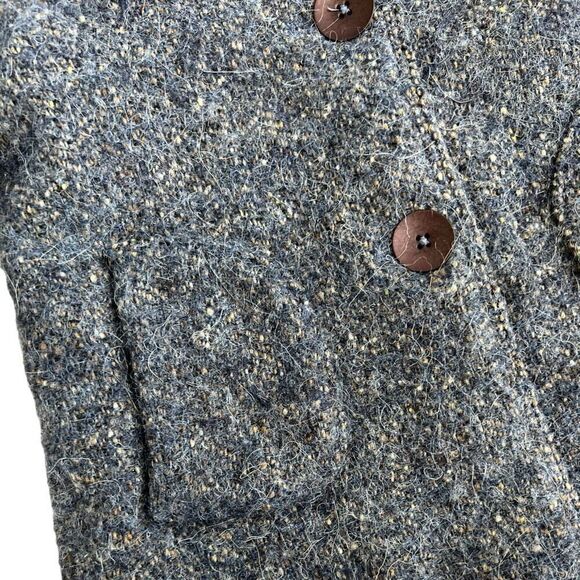 Zara Baby Girl Wool Blend Textured Weave Peter Pan Coat Size 12-18 Months Blue - Picture 3 of 9